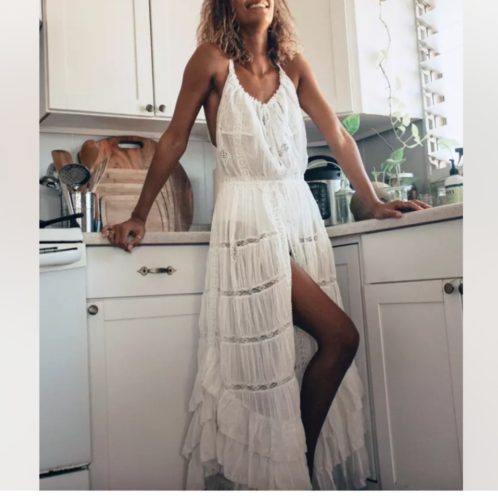 Free People Dolly Bodysuit Maxi Dress XS